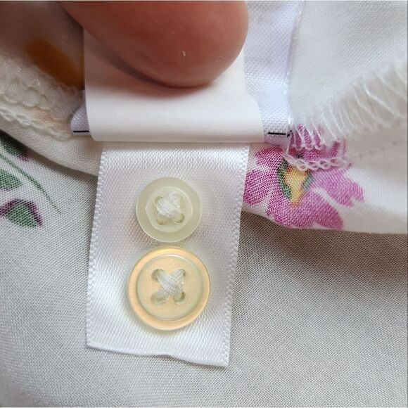 💜Gap Cream Floral Print Rayon Long Sleeve Top Medium - Picture 12 of 12